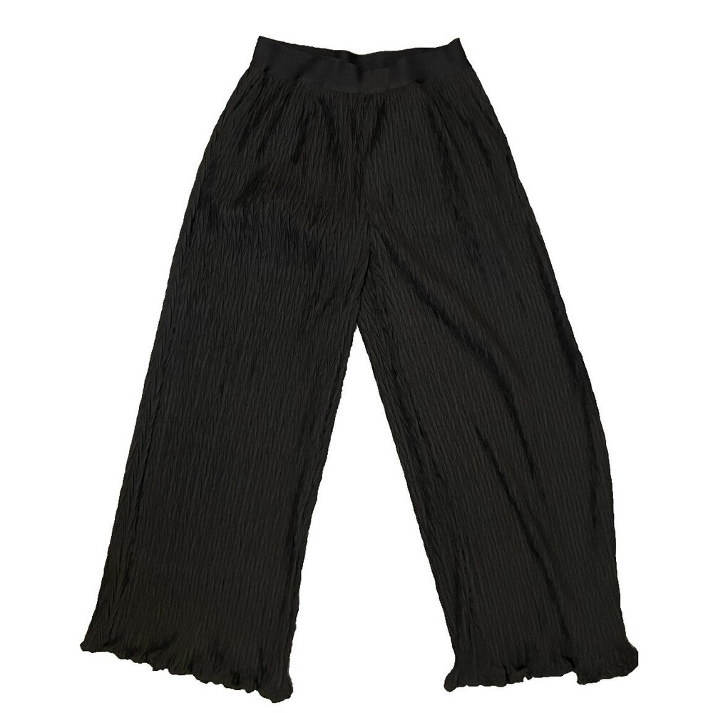 HEYSON Womens Accordion PANTS Black Crinkle Palazzo Size M  NWT